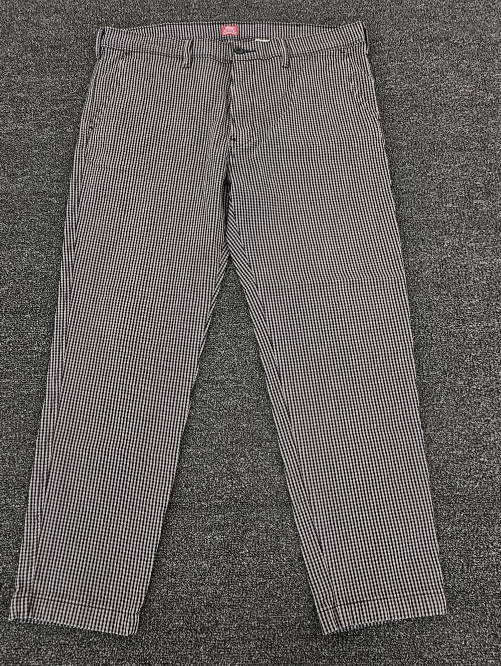 Levis XX Chino Pants Mens 38x30 Black Plaid Standard Taper Cotton Stretch Preppy
